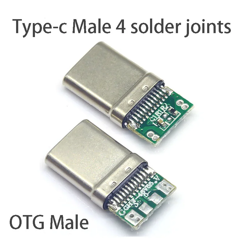 1pc OTG Mužský objímkový adaptér 4p spájkacia spojovacia zástrčka 5.1K Odpor dáta nabíjania PCB konektor USB 3.1 Konektor typu-C USB typu C-type USB