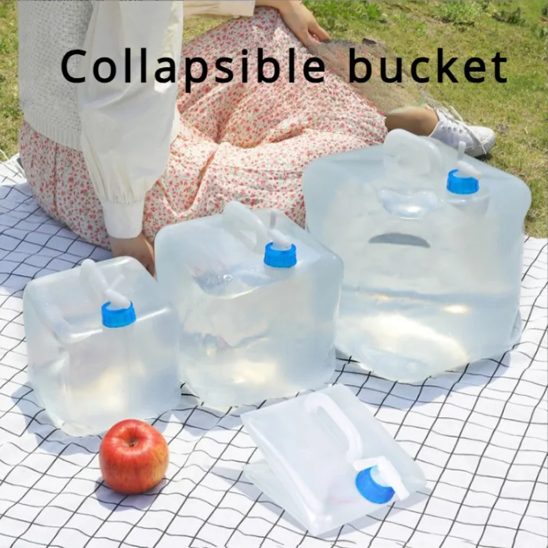 1PC Outdoor Skladacia voda SKLADOVÁ VODA Cesta prenosná vodná skladovacia nádrž pre domácnosť Kuchynský plast s faucetom