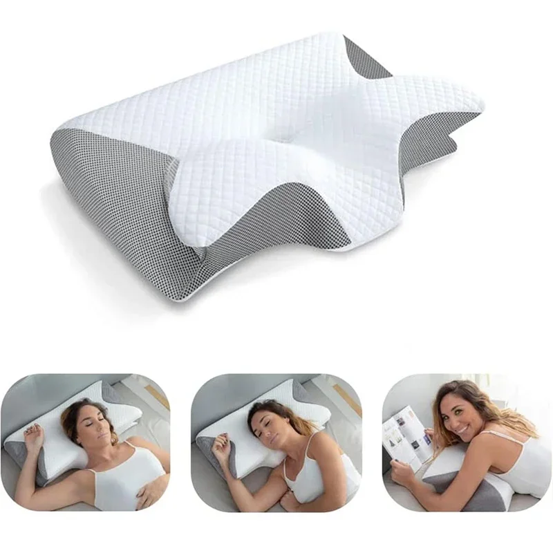 1pc pamäťová pena krčka vankúša, 2 v 1 ergonomický obrys Orthopedický vankúš pre bolesť krku, tvarované podporné vankúše, vankúš na krk