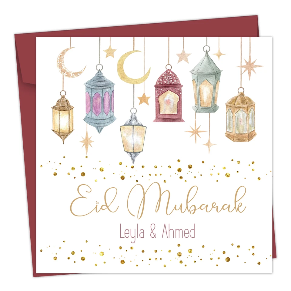 1PC Personalizované karty s ramadánmi, islamská ramadánová karta, oslava pre moslimov, Eid Mubarak Greating Card Party Gift