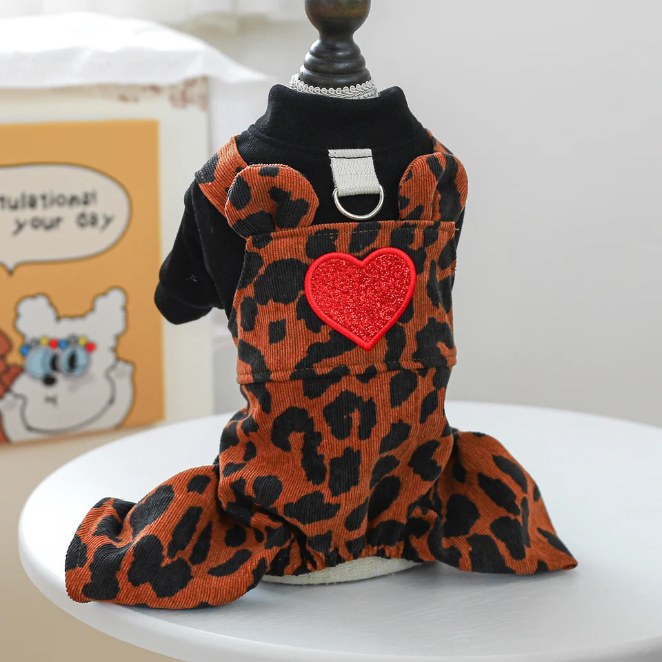 1PC Pet Apparel Dog Spring a jesenná neformálna leopardová tlač štyri nohavice na nohaviciach s replantážnou sponou pre malé stredné psy
