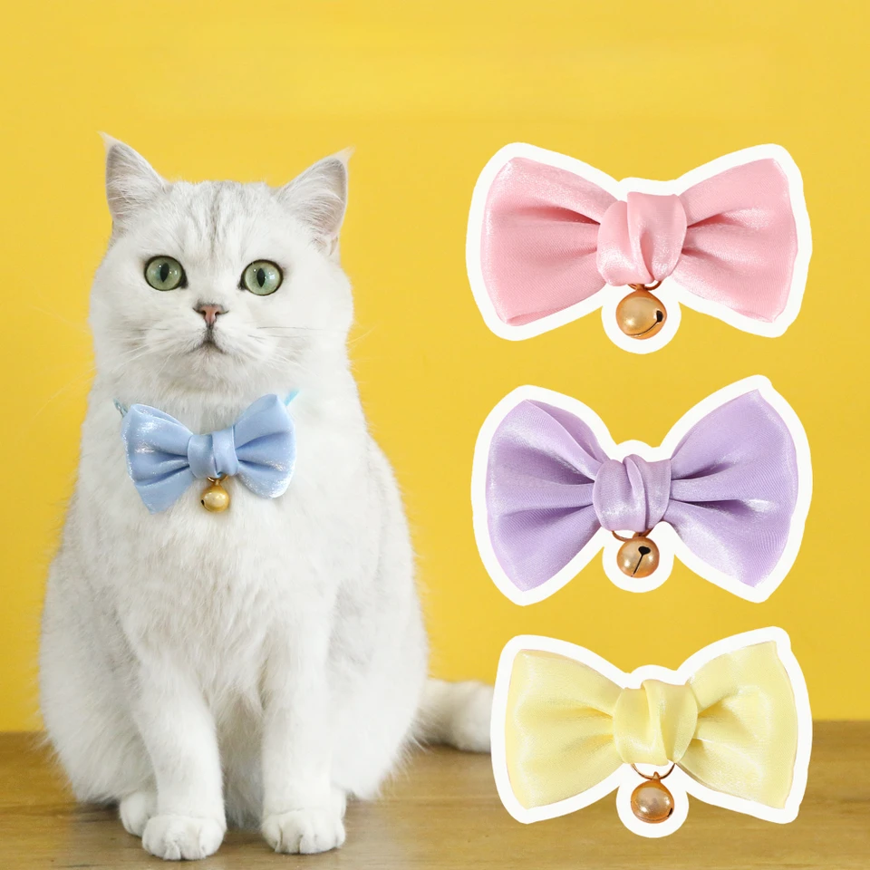 1PC Pet Cat Teddy Dog Velvet Velvet Princezná Pearl Bow Anti-Suffcation Gollar Fantasy Bell TIE Raec