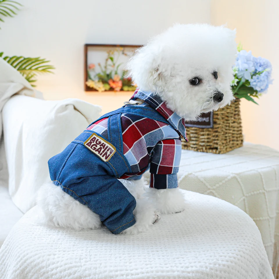 1pc Pet Clothing Spring a jesenný pekný kovbojský rytier štvornohé nohavice v nohaviciach vhodné pre malé a stredné psy