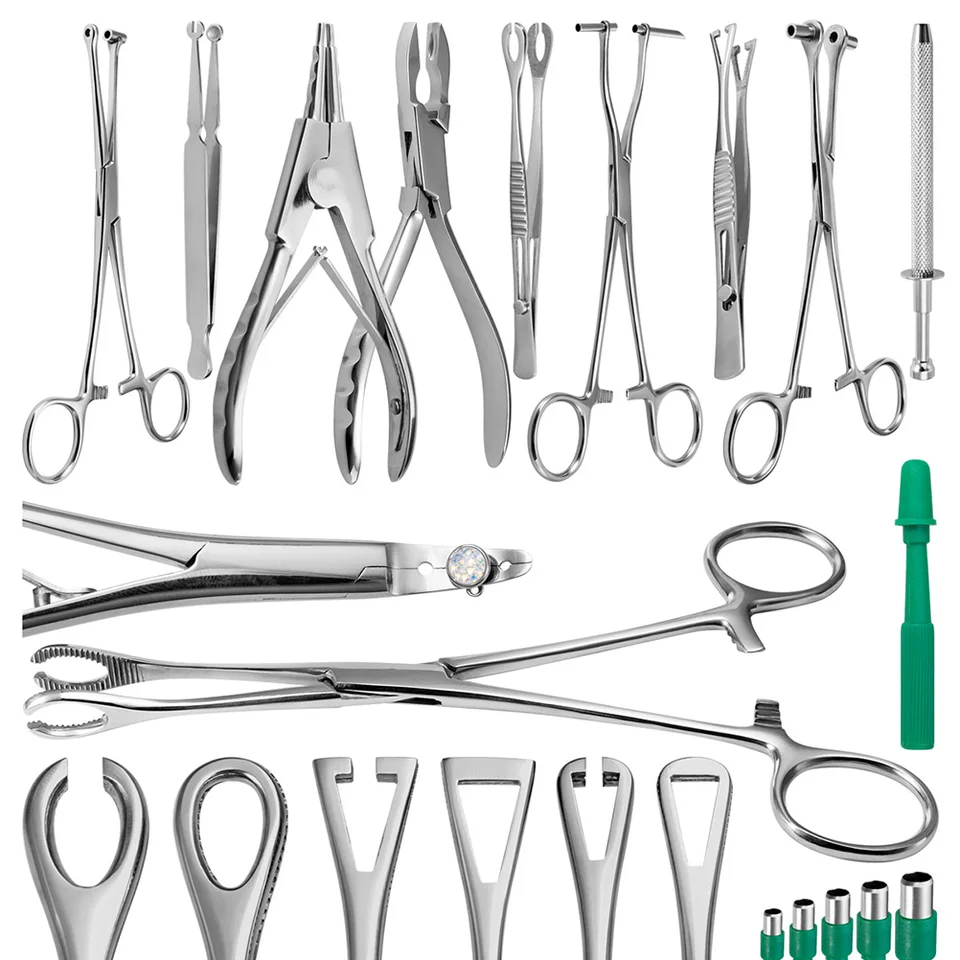 1PC Piercing Tattoo Clamp Chirurgické oceľové piercingové kliešte Nástroje dermálna kotva hemostat kliešte puncy setpum catilage brušné pery pery