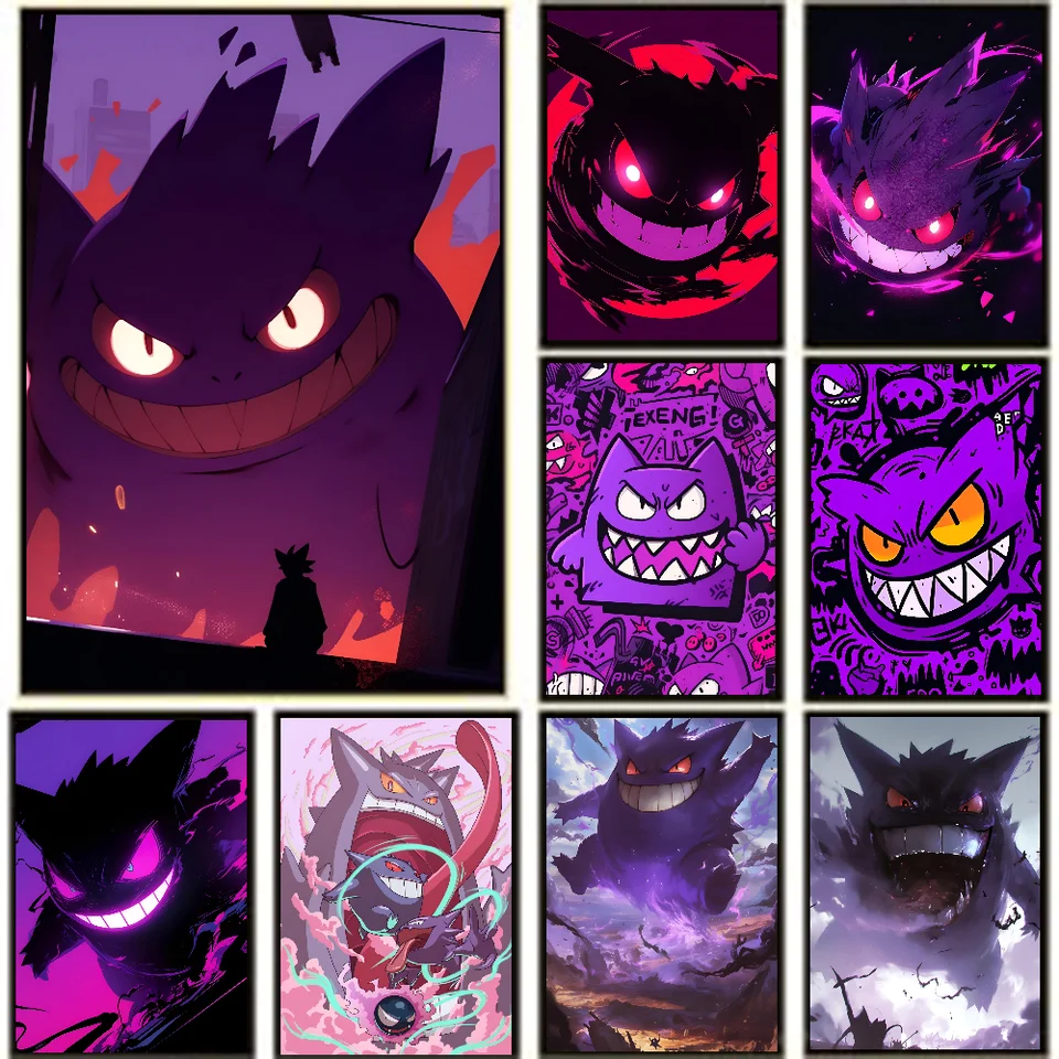 1pc Pokémon Gengar plagát plagáty slepaty umenia nástenné maľby dekorácie herná izba dekorácie darčeky kawaii maľba maľby