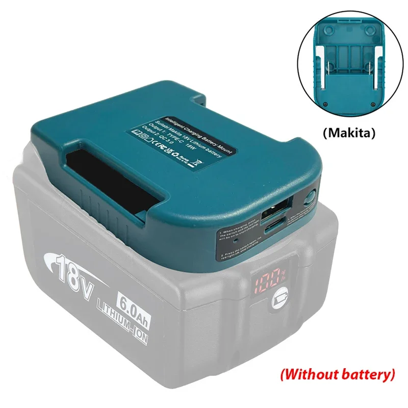 1PC pre Makita 18V s USB s držiakom batérie typu C pre batériu Makita 18V BATTER BL1840 BL1850 BL1860 Nabíjanie