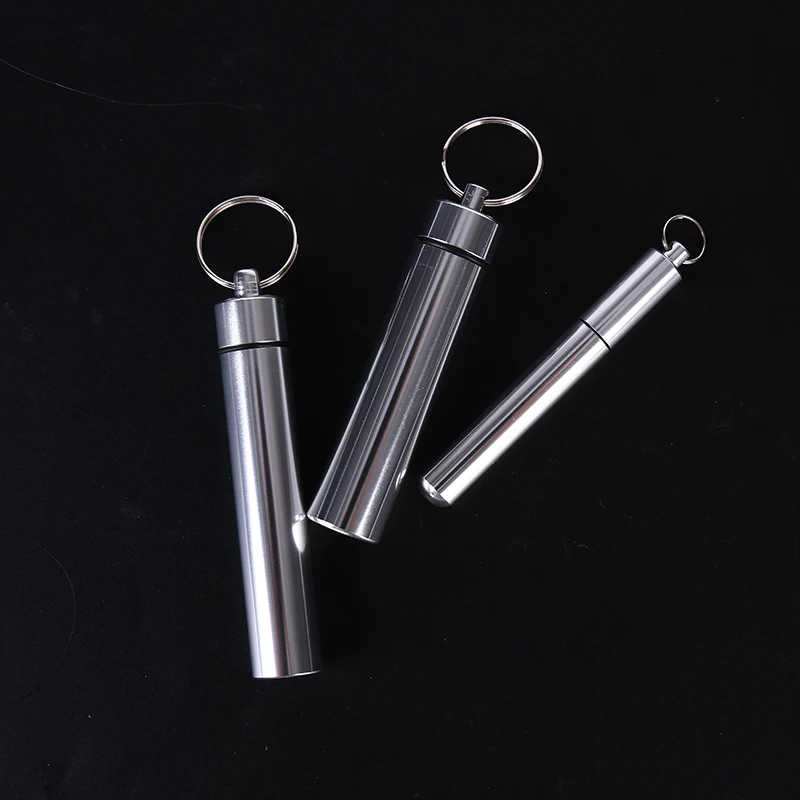 1pc prenosná vodotesná tabletka puzdro fľašu Keychain držiak na úložisko kontajner hliníková tabletka krabičky s zapečatenými kruhmi kľúča auta