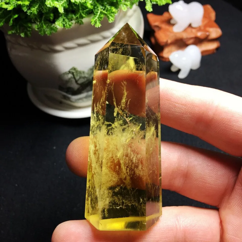 1pc prírodné citrínové krištáľové body hojenie obelisk žltý kremeň prútik krásna ozdoba pre domácu výzdobu reiki kamenná pyramída