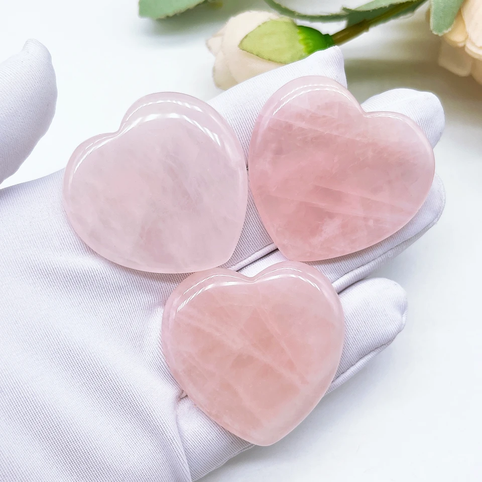 1PC Prírodný ružový kremeň tvar srdca rezbársky kameň Crystal Stone Mini ornament Energy Lieda drahokamu Domovod DEY DIY DIY