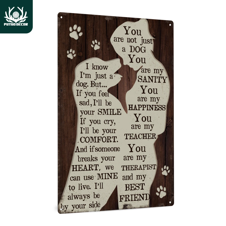 1pc, psie vintage kovové plechové znamienko, Love Dag Wall Art Decor for Home, Obýva