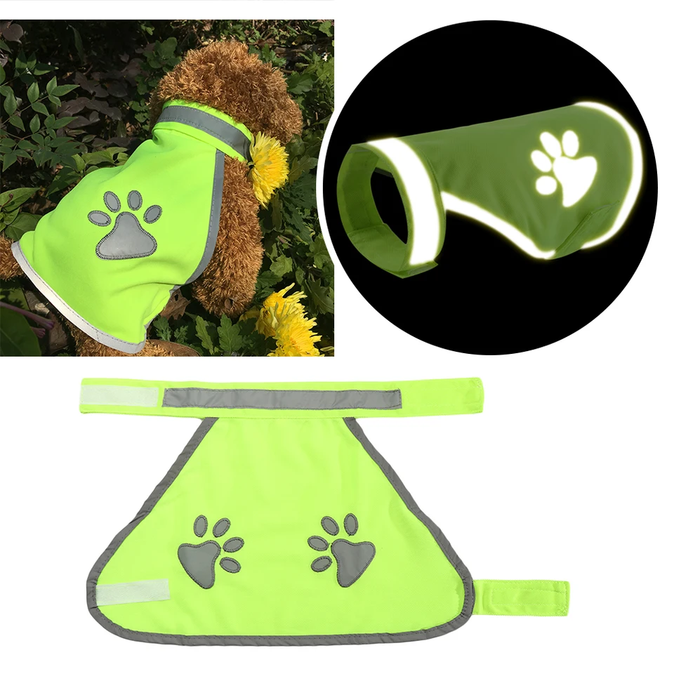 1pc psom domáce zvieratá reflexná bezpečnostná vesta s vysokou viditeľnosťou Fluorescenčný domáci kabát Pet Pets Supplies S/M/L/XL/2L Dog Paw vytlačené