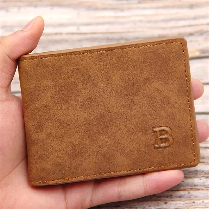 1PC PU kožené retro krátke pánske luxusné obchodné karty Držiteľ kariet 2 skladacie otvorené farebné písmená gravírovanie mince peňaženky