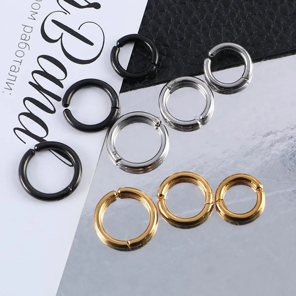 1PC Punk Style Round Clip náušnice Osobnosť Titániový oceľový uší manžety gotické náušnice hip hopu bez prepichnutia pre ženy