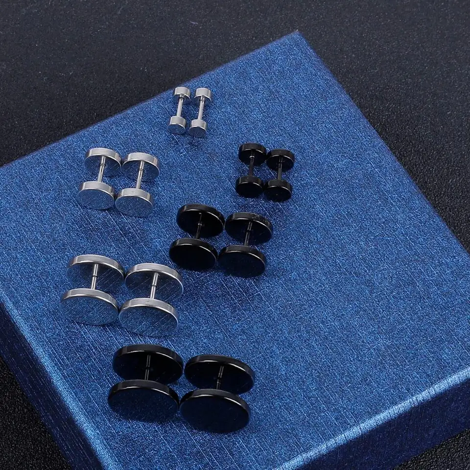 1pc punk titán z nehrdzavejúcej ocele Barbell gotické náušnice pre mužov Ženy prepichnuté telové šperky bránia alergiu brincos bijoux