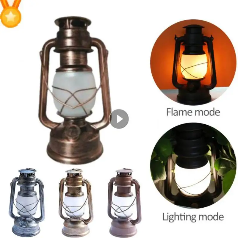 1PC Retro Lantern Retro retro kemping visiace lampášky s batériou LED LED malá olejová lampa pre rybársky stan kemping lampáš