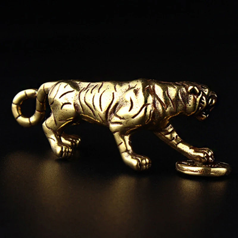 1pc retro socha domáca kancelária miestnosť na plochu dekorácia darček DIY Tiger Casting Animal Figurín Abstrakt geometrický štýl kov