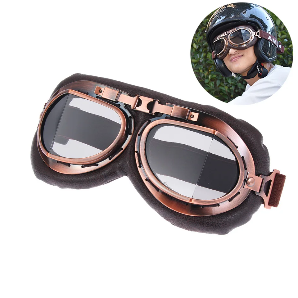 1pc retro vintage pilotné pilotné okuliare Motor Ochranné okuliare Snowboard Motorcycle Cruiser Cruiser Cafe Scooter Eye Ochranné prevodové stupne