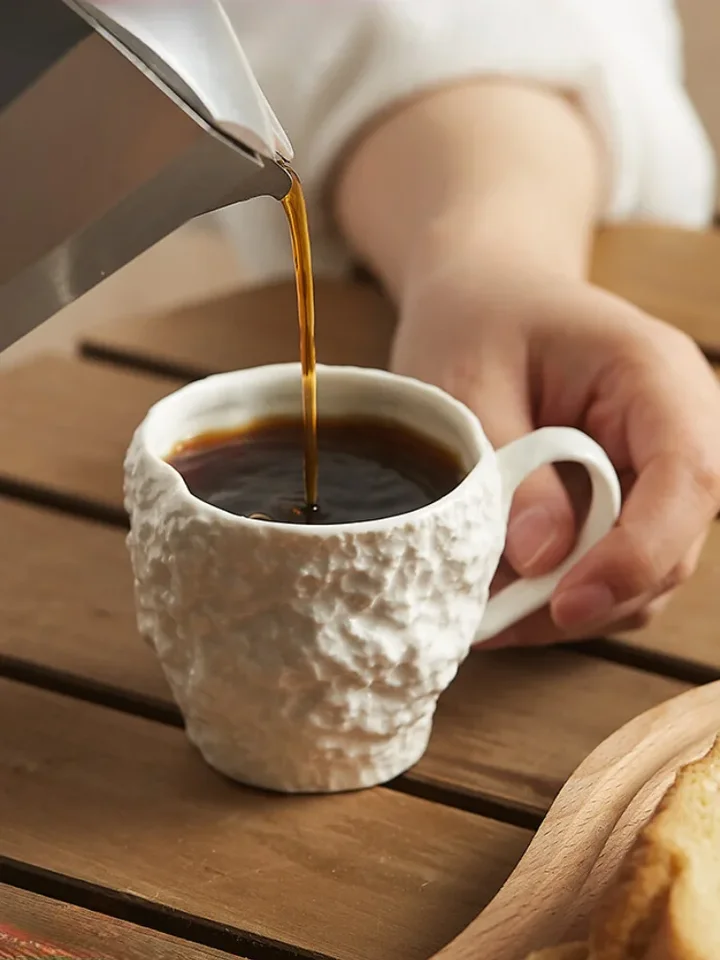 1PC Rock Pattern Mlieko šálka raňajok Cup Ceramic Ear Hanging Espresso Cup Creaty anglický popoludňajší hrnček