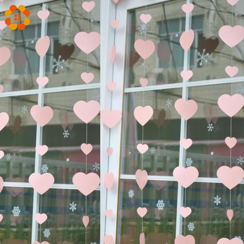 1PC Romantický tvar srdca Závesný papier Girland kvetinová šnúra pre domácich osôb Domáce dekorácie Dodávky Svadobný papier Garland Banner