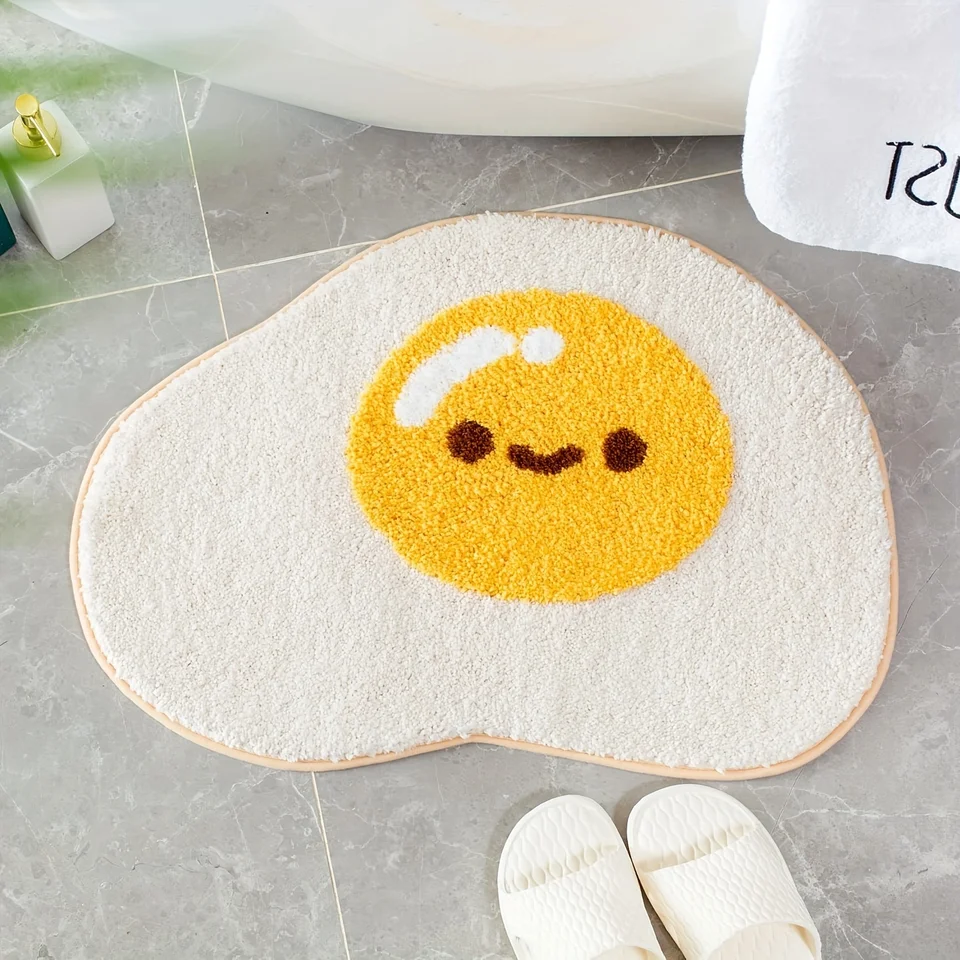 1PC roztomilé vaječné kúpeľňové podložka, absorpčné a rýchlo sušené kuchynské podlahové koberce, nekĺzanie a super mäkké vstupné dvere podlahové koberec, pre netopier
