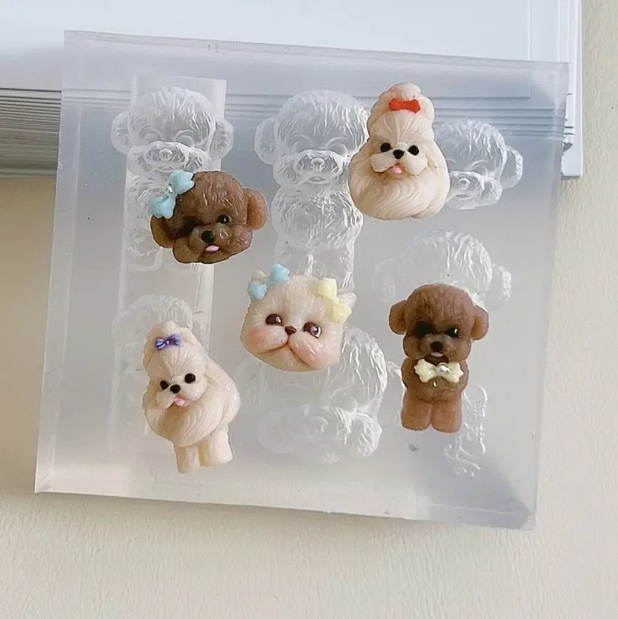 1pc roztomilý psí mačka Bear Cake Rabbit Rabbit 3D akrylová forma nechtov na nechty dekorácie nechty DIY Design Silikone nechtových šablón