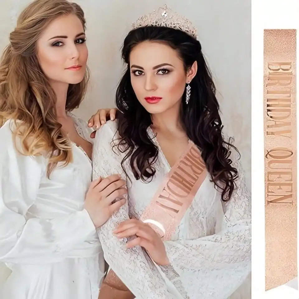 1pc ružové zlato narodeniny kráľovná slávnostný opasok zlato ružové železo narodeniny doplnky narodeniny queen ramenný remienok pre ženy, narodeninová oslava najlepšia voľba
