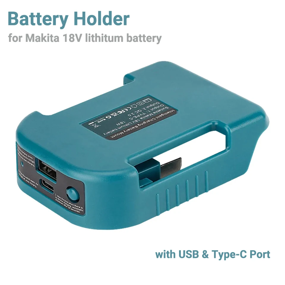 1pc rýchleho nabíjačky pre prenosný adaptér Makita 18V Lithitum Battery Adapter s 5 V port USB a 18 W rýchlym nabíjaním portu typu C