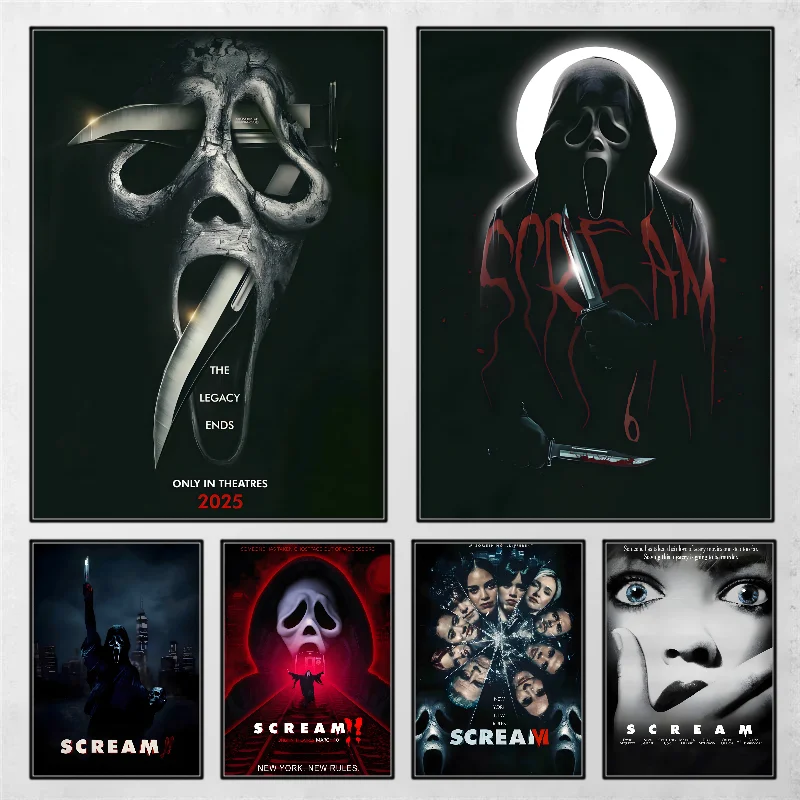 1PC Scream Horror Film Plagát Self-pasívne umenie vodotesná papierová nálepka kaviareň Bar izba Decor