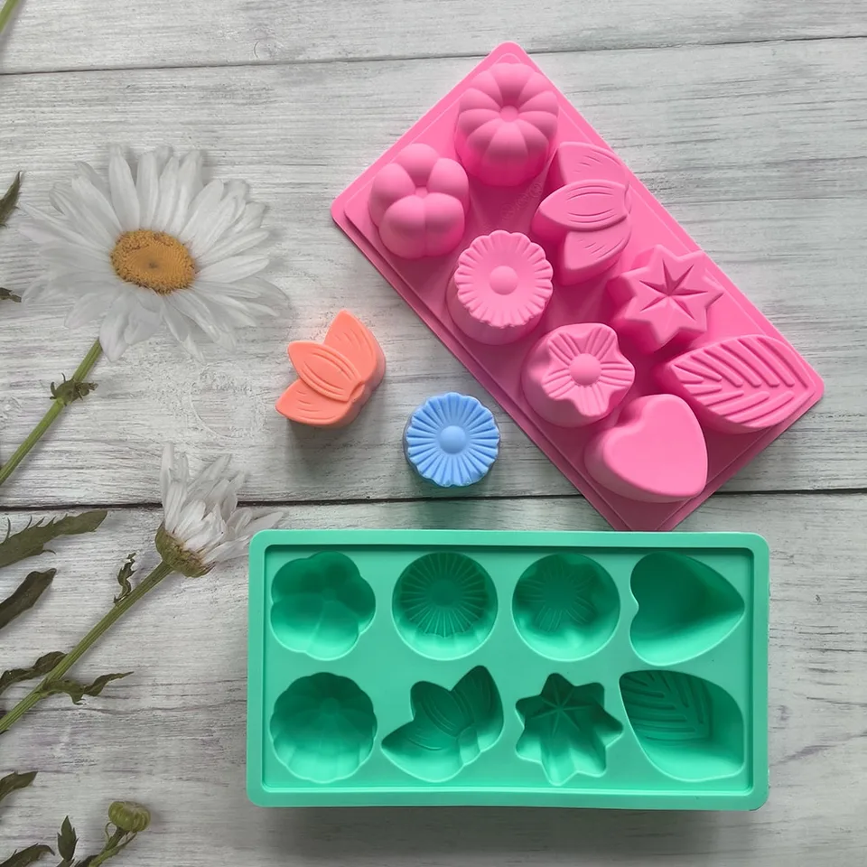 1PC Silikón Viacnásobné listy v tvare mydlových foriem DIY ručné látky vhodné pre kuchynské torty čokoládové pudingové formy