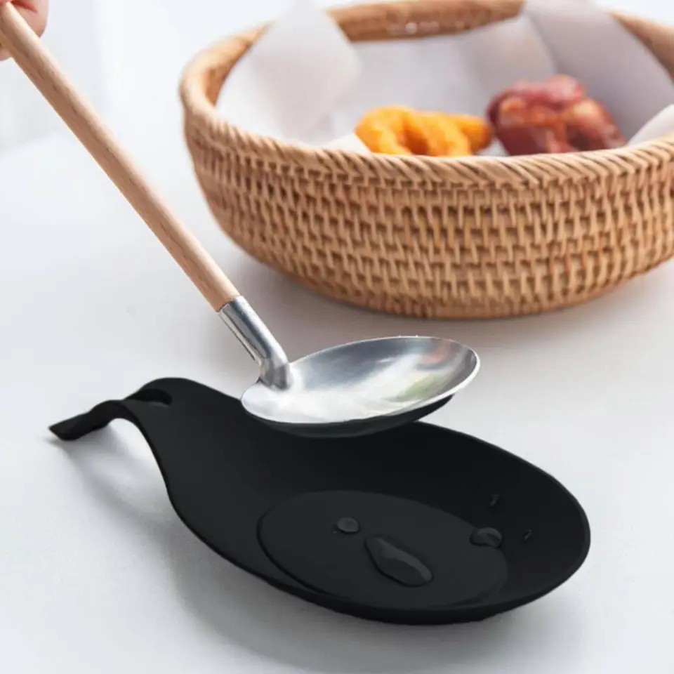 1PC Silikónová izolácia lyžica poličky odolné voči tepelnému prestielaniu Placemat Glass Coaster Tray Spoon podložka