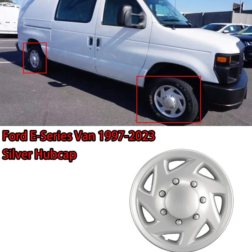 1pc Silver Hubcap pre Ford E-Series Van 1997-2023 16-palcový ťažký