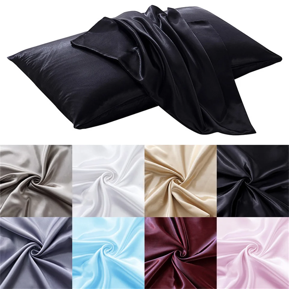 1pc Simulovaný hodvábny hladký obliečkový vankúš Sladká obojstranná biela čierna sivá khaki modrá ružová vankúšová puzdro Prie pokožka priateľská