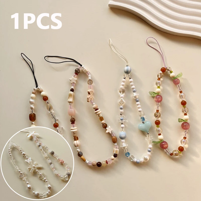 1pc sladký motýľový reťaz telefón Bear Cherry Percels Pendant Charm Serfon Serfing Lany Anti-Lost Lanyard Wrist remienok dekorácie