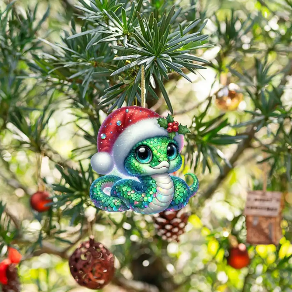 1PC Snake Ornament pre kníhkupectvo karikatúry Snake Hading Ornament Acryl Festive Snake Christmas Ornament Set Tree for Home