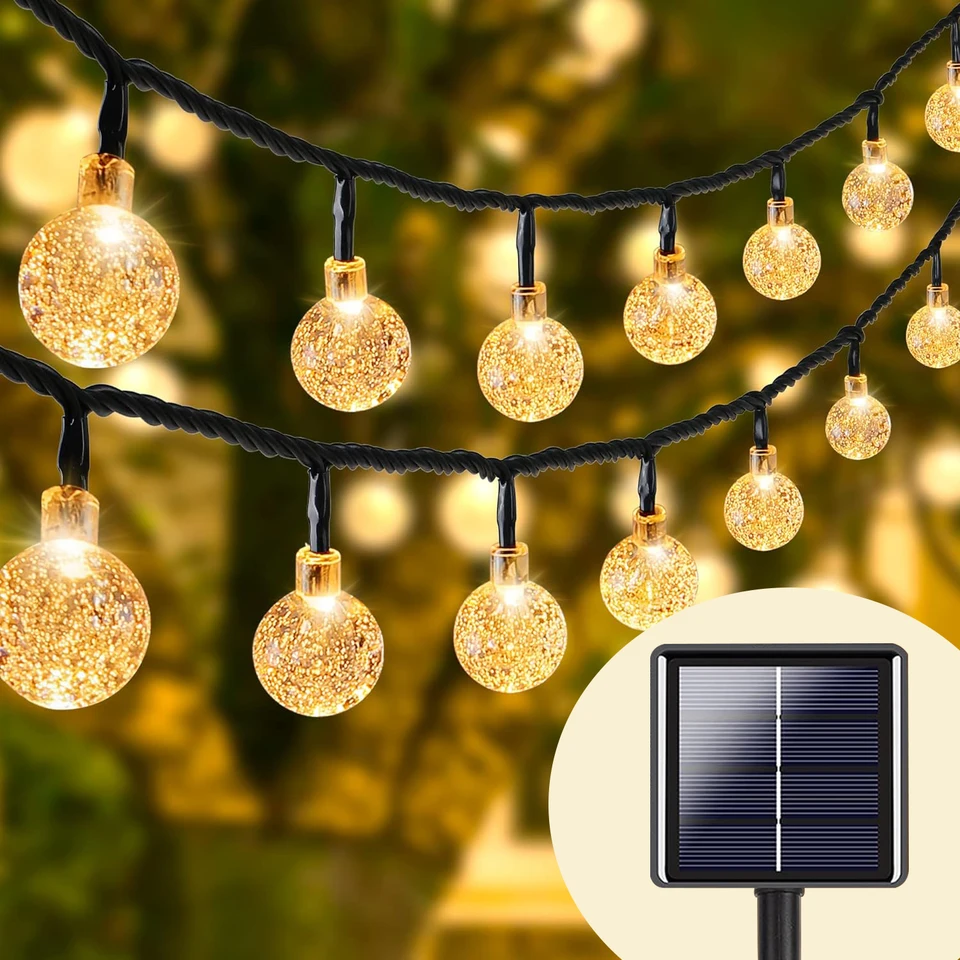 1PC Solar Crystal Ball Fairy String Lights 5M20L Vonkajšia nepremokavá vianočná dekorácia kemping rozprávka Garland Garden Garden Party