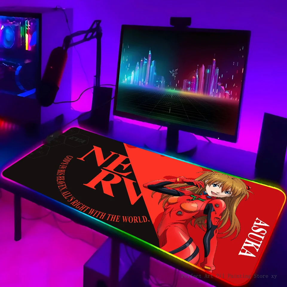 1pc Soryu Asuka Langley-Evangelion XXL RGB Gaming Mouse podložky HD Čierne hráči
