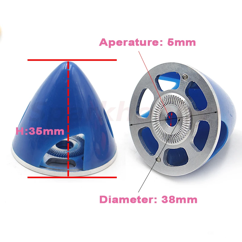 1pc Sparkhobby 38 mm 1,5 palca Plastový spinner s hliníkovou zliatinou základňou 2 Blade 5 mm m5 Aperatura pre model s pevným krídlom RC