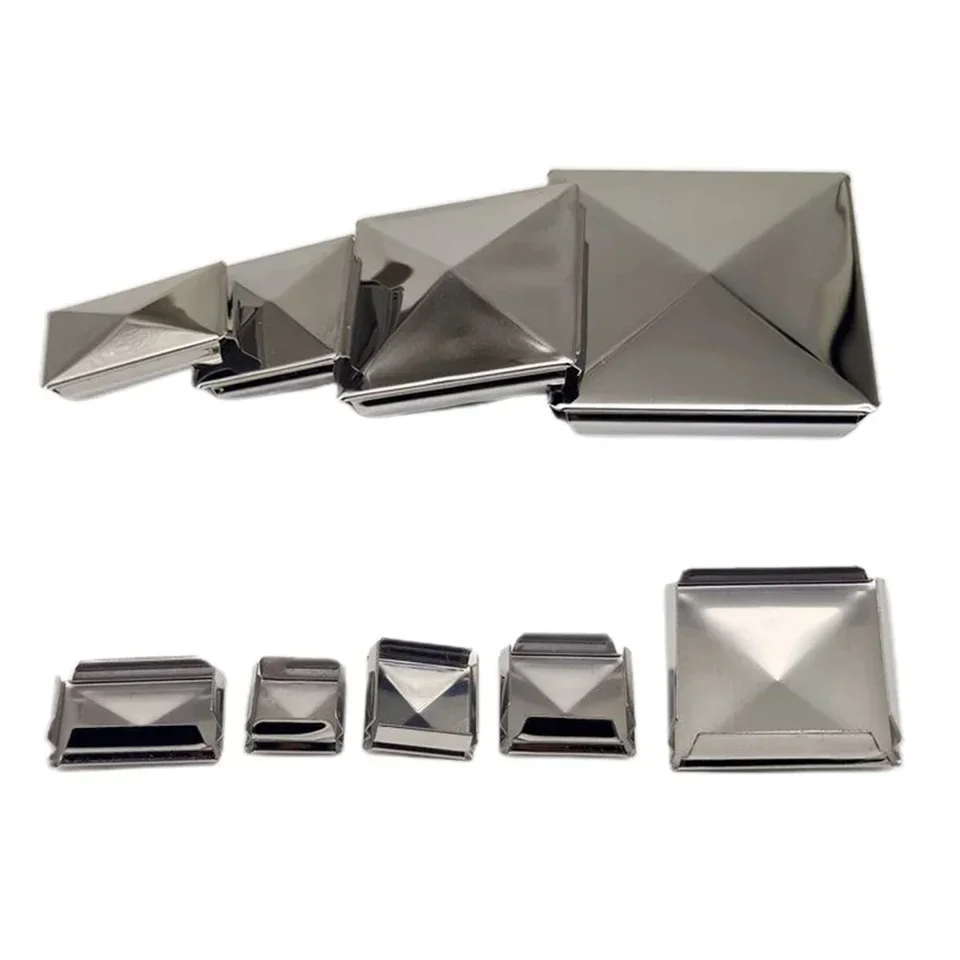 1pc Square Post Cap Stainless Steel To Steel Galvanized Cover Pyramid Shape Cap Home Garden Column Decoration Supplies
