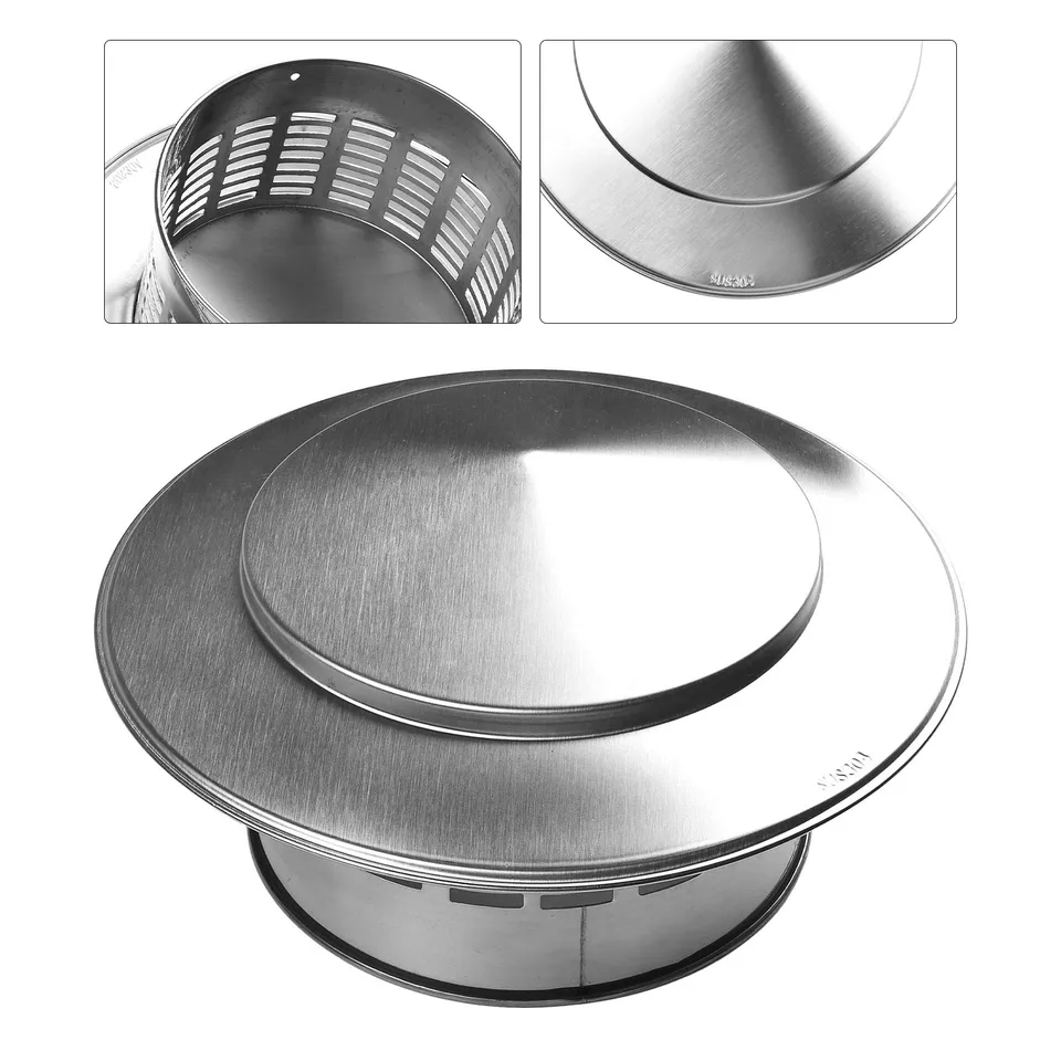 1pc Stainles Steel Chimney Cap Exterior stena Vzduchová výstup strecha potrubia dymová kapucňa 110 mm 160 mm Zhrubnutá domáce doplnky
