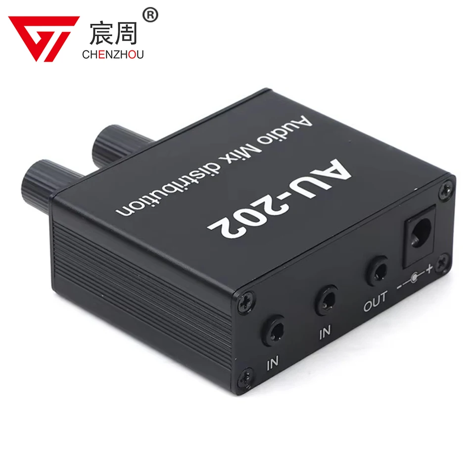 1PC Stereo Mixer Audio Distribútor pre slúchadlá externý výkonový zväzok nezávislého riadenia DC5-19V 2 Vstupy 2 výstupy Au 202