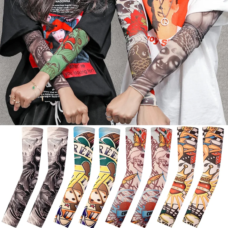 1pc Tattood Ruckve s kvetinovým tetovaním Arm Tattoo Sladka vonkajšie cyklistické tetovanie a ochrana pred slnkom
