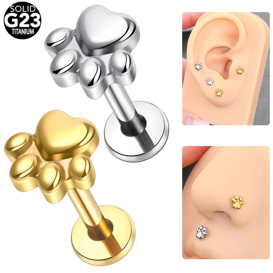 1pc titánový uší pierc cvok labk tlač Interne závitkované labret tragus chrupavka Piercings Ear Helix Stud náušnice šperky 16g