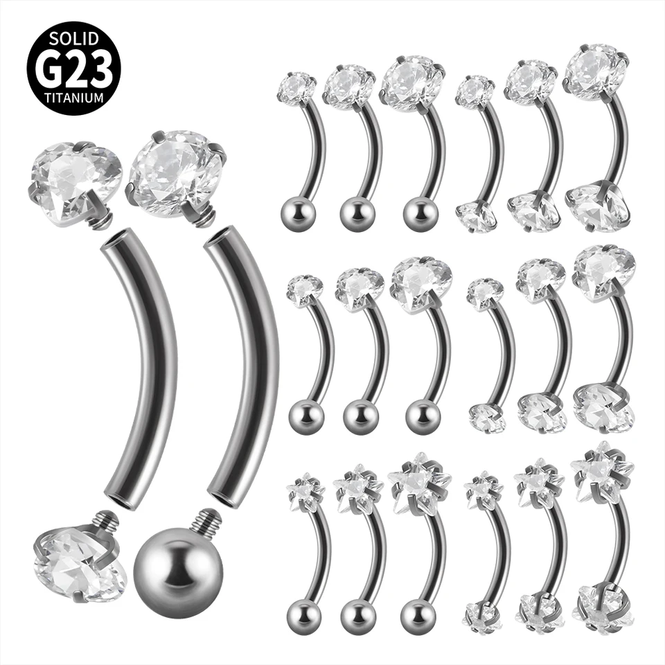 1pc titánový zirkón obočie piercing krištáľové zakrivené činky helix chrupavka chrupavka lalok náušnice módne tela piercing šperky