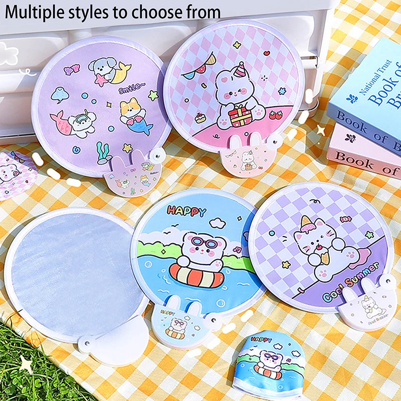 1pc tkanina Dual Používajte dievčenské srdcové skladacie kruhové ventilátory Fotografie reflektor Fold Mini Student Outdoor. Vezmite si to so sebou