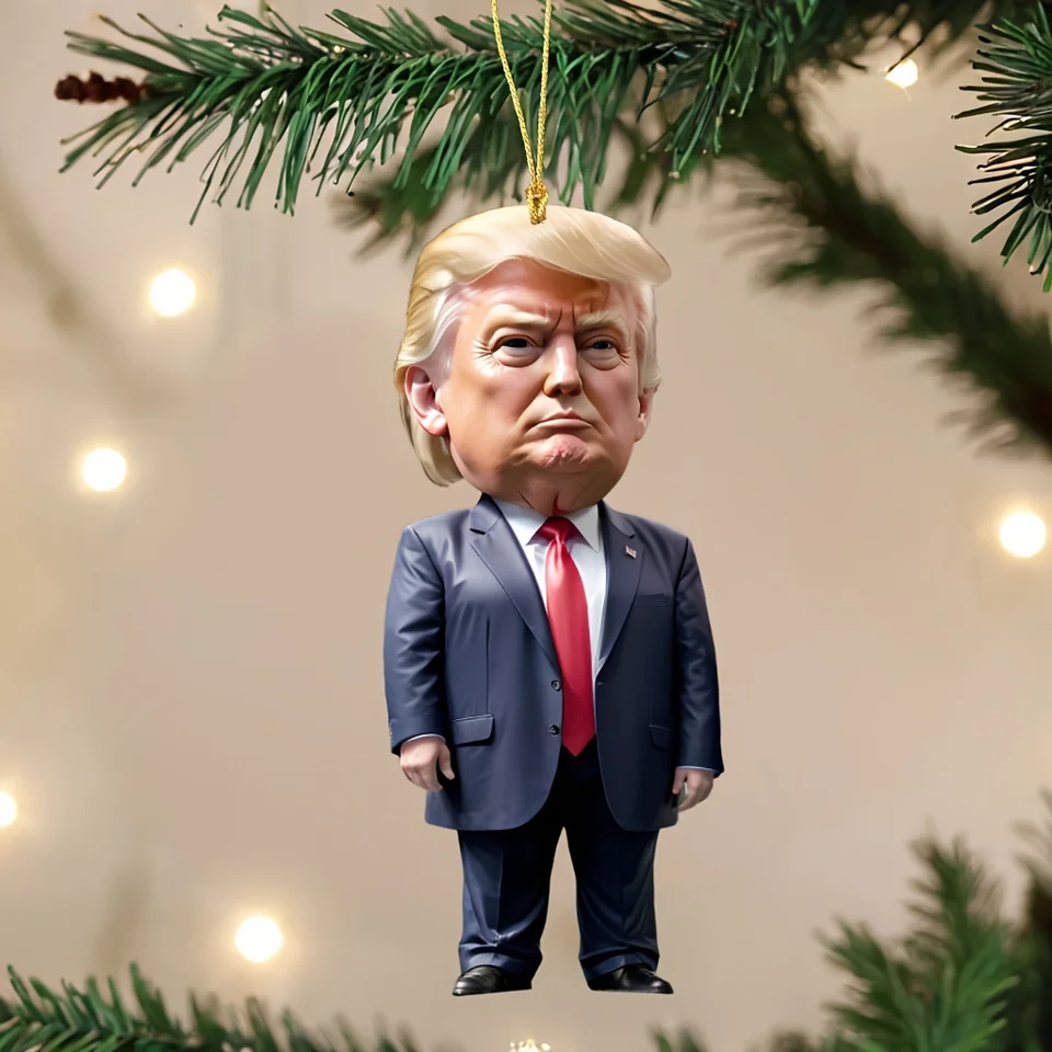 1PC Trump Inspirovaný akrylový vianočný dekor visiaci ornament pre auto a strom Perfect Prázdniny darček vtipný kreslený prívesok