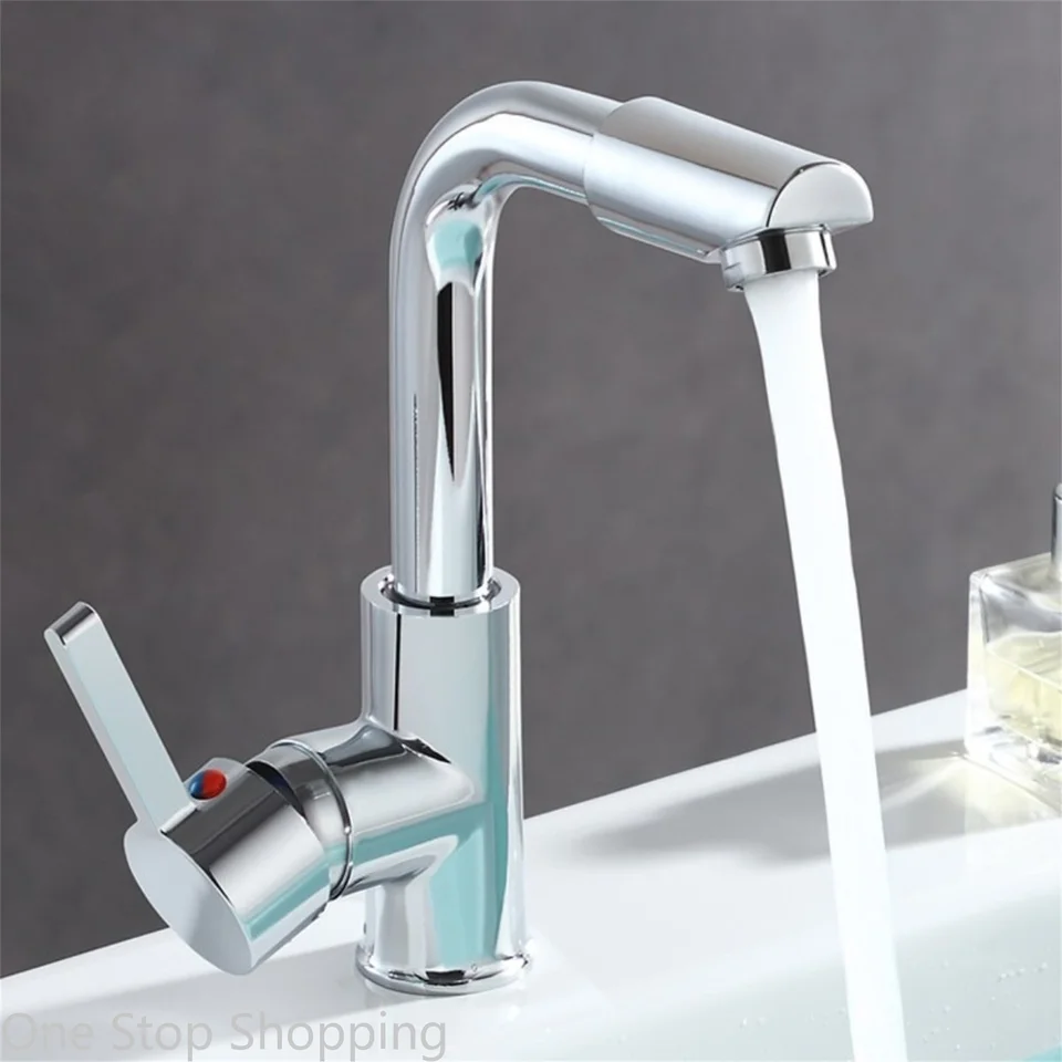 1pc umývadlo umývadlo Kúpeľňa Kúpeľňa Faucet paluba Horúca studená voda Basin Mixer Taps Taps Taps Metal Tap Wink Tap Strieborná horúca a studená voda