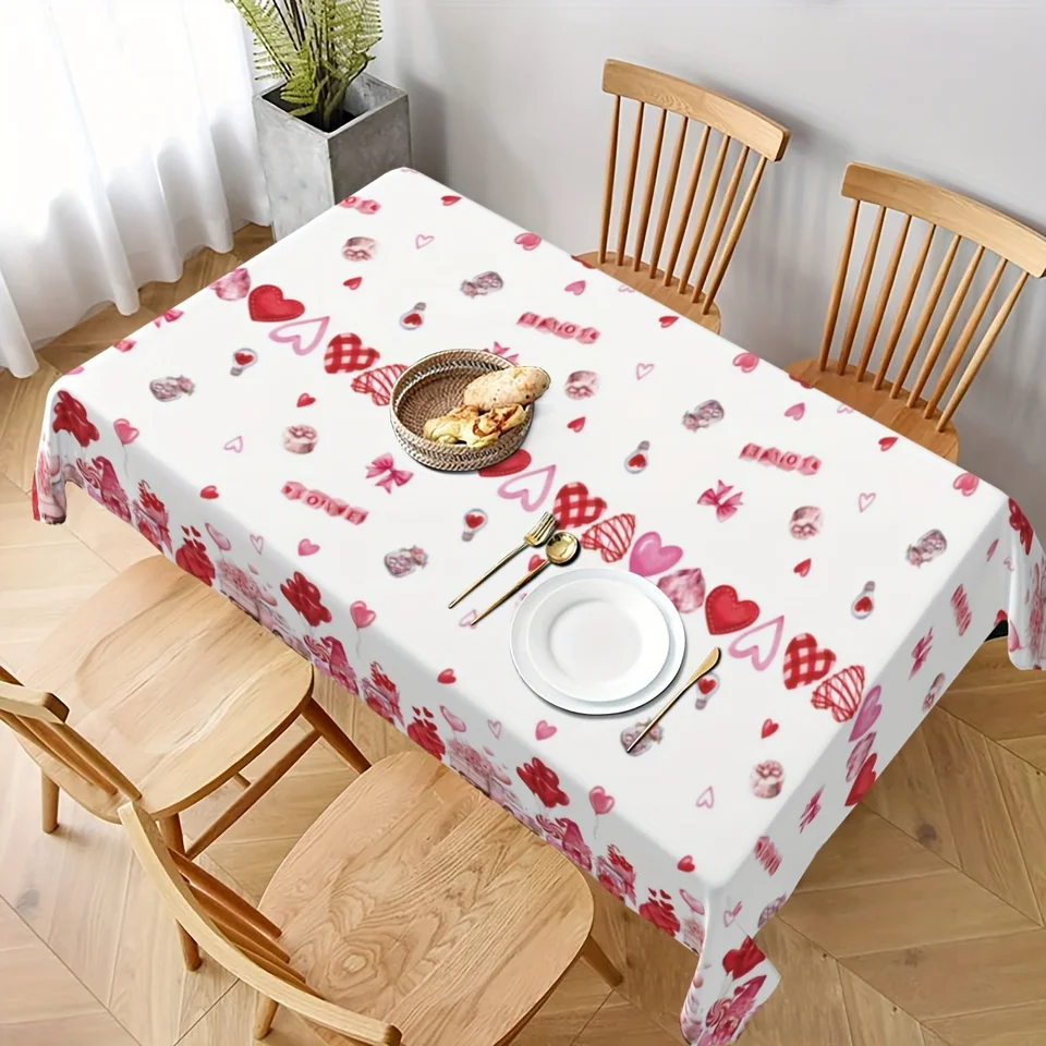 1PC Valentín Deň dekorácie obrus, Love You Pink Brosky