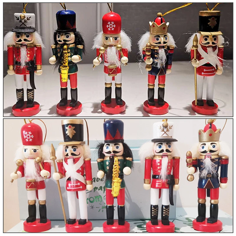 1pc vianočné bábiky Soldier Drevené dekorácie vyrobené Luskáčik Puppet Desktop Pendants Ozdoby pre vianočné stromové párty Nový rok