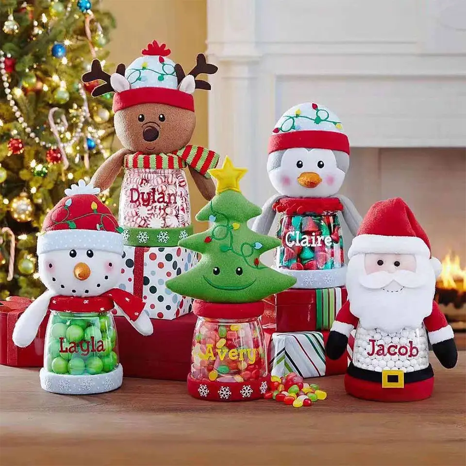 1pc vianočné cukrovinky Plastové vianočné sušienky Skladovacie fľaše santa vianočné dekorácie sladké cukríky box