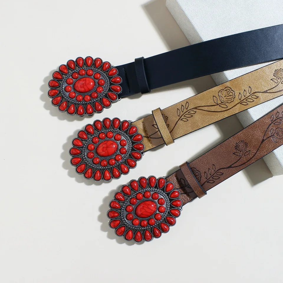 1pc vinobranie vyrezávaný spona pás Čierny hip hop pu široký pás klasický západný kovboj cowgirl base džínsové nohavice pásy pre ženy